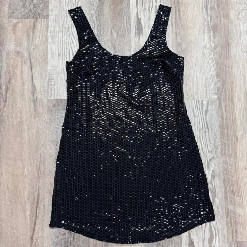 Y2K Black Sequin Mini Dress Size M Party Clubwear